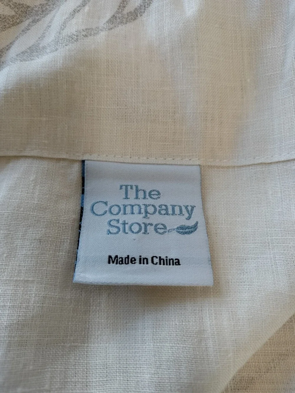 The Company Store Linen Cream Gray Leaf Vine Curtains 2 Panels Pocket Rod 52x84